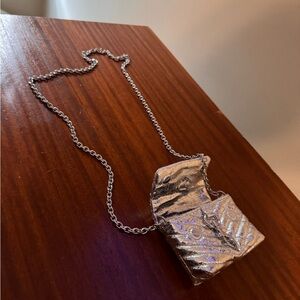 Rebecca Minkoff Silver Metallic Wallet on Chain